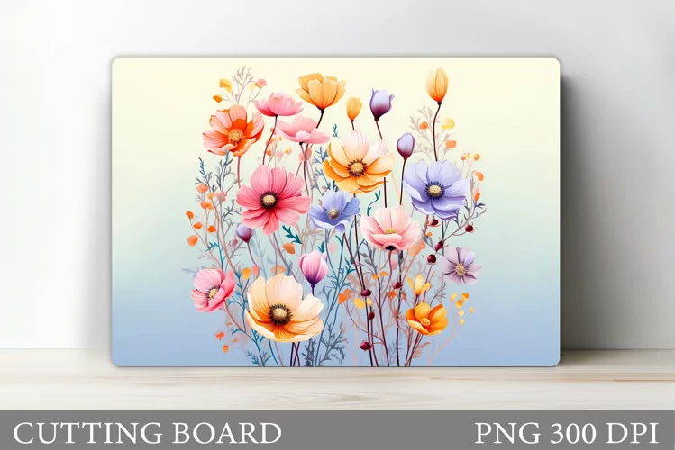 Flowers Cutting Board Sublimation. Wildflowers Cutting Board