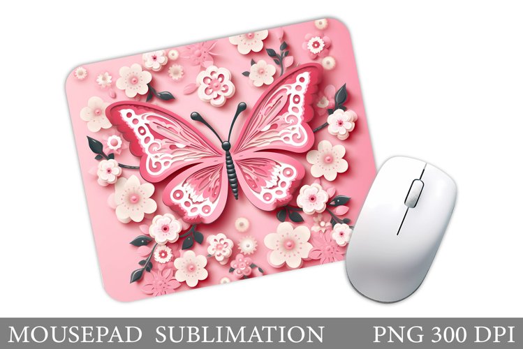 Butterfly Mouse Pad Design. Flowers Mouse Pad Sublimation example image 1