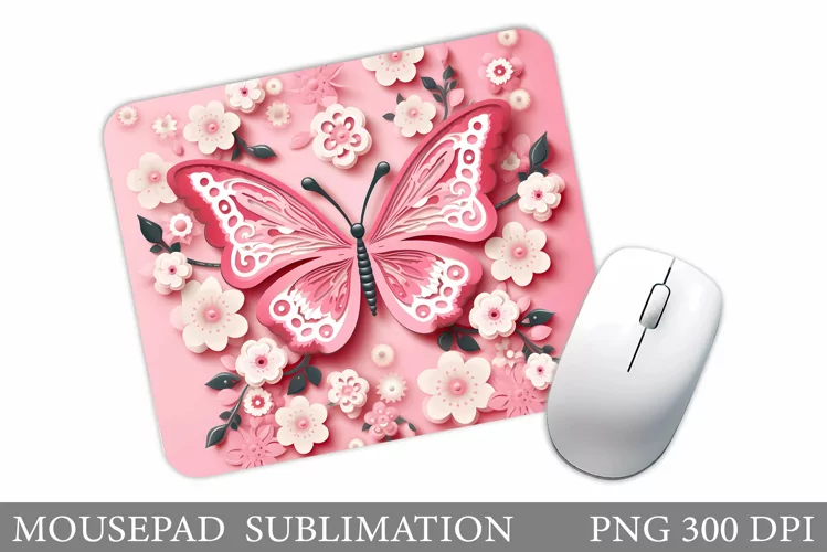 Butterfly Mouse Pad Design. Flowers Mouse Pad Sublimation