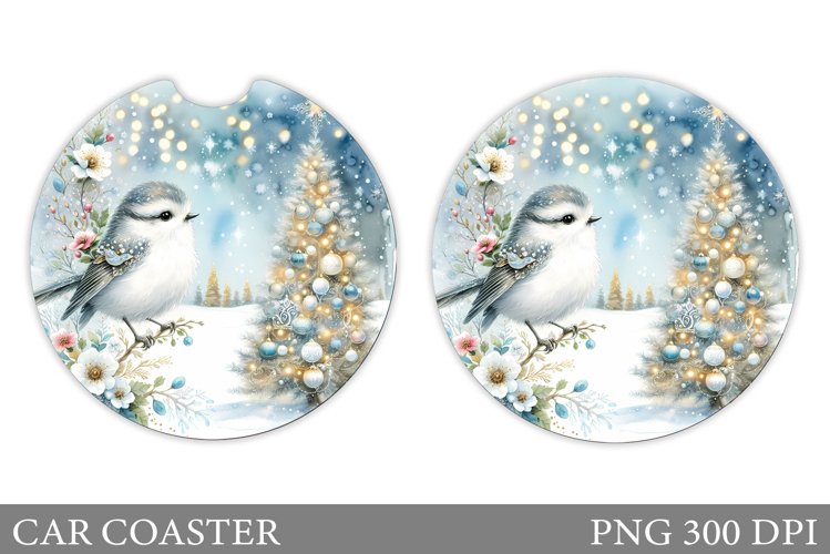 Christmas Bird Car Coaster. Christmas Car Coaster Design example image 1