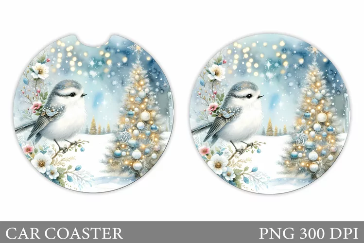 Christmas Bird Car Coaster. Christmas Car Coaster Design