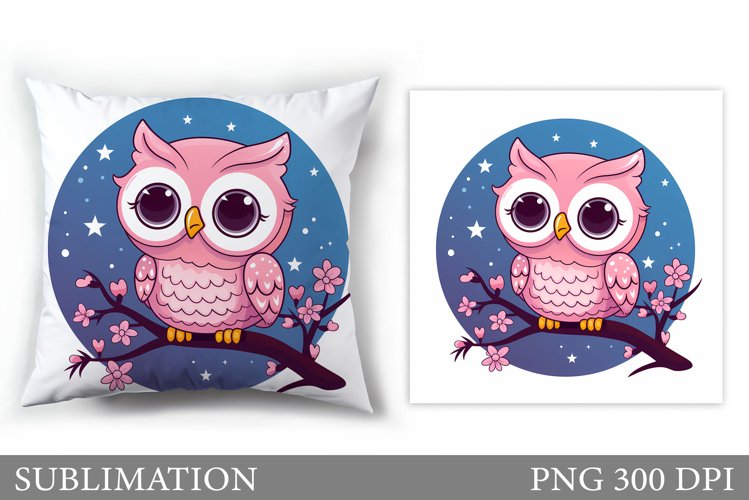 Cute Owl Pillow Sublimation. Owl Sublimation example image 1