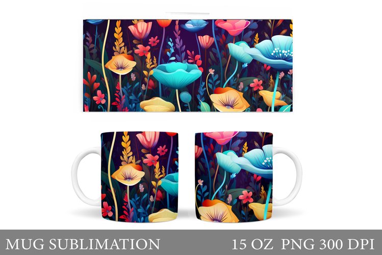 Flowers Mug Sublimation. Wildflowers Mug Design