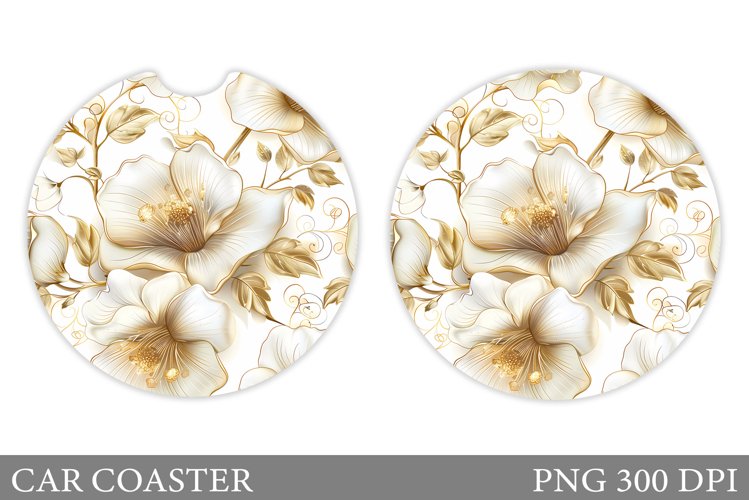 Floral Coaster Design. Flowers Car Coaster Sublimation example image 1