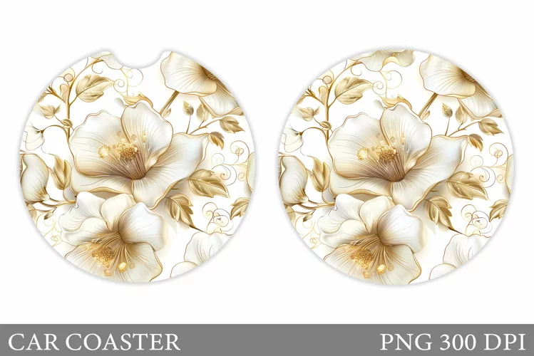 Floral Coaster Design. Flowers Car Coaster Sublimation