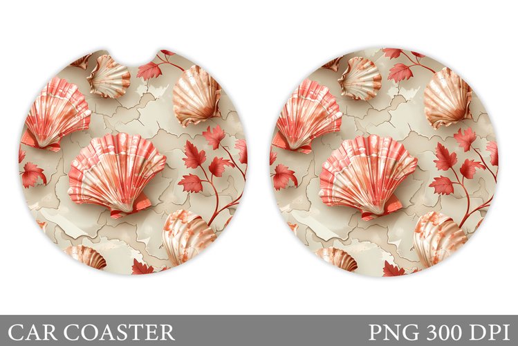 Seashell Car Coaster Sublimation. Sea Car Coaster Design