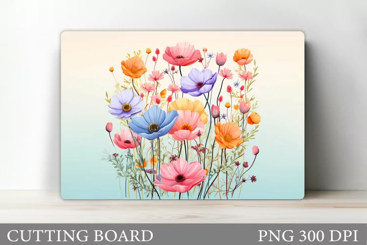 Wildflowers Cutting Board. Flowers Cutting Board Sublimation