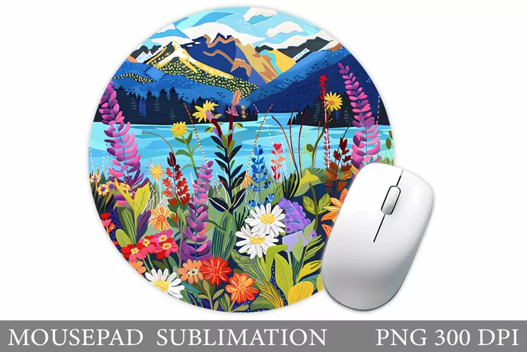 Flowers Mouse Pad Sublimation. Wildflowers Mouse Pad Design