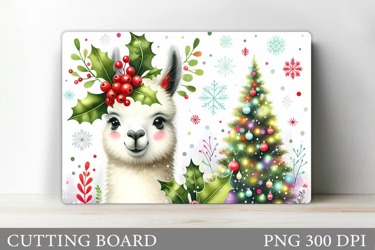 Christmas Lama Cutting Board. Christmas Cutting Board
