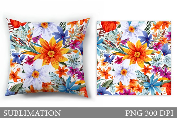 Flowers Sublimation. Wildflowers Pillow Sublimation