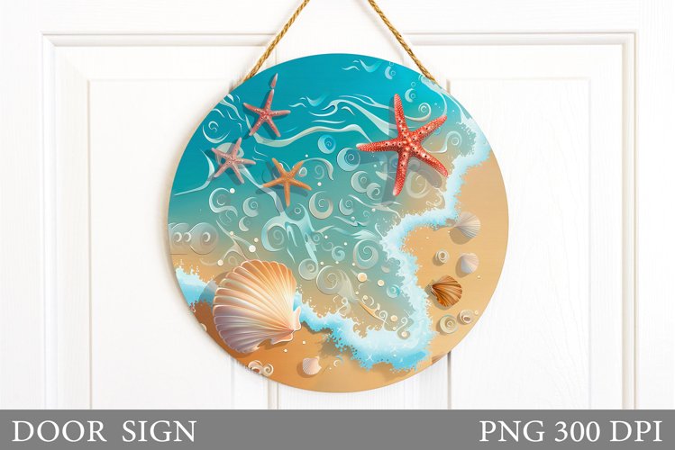 Sea Door Sign Sublimation. Starfish Door Sign Design