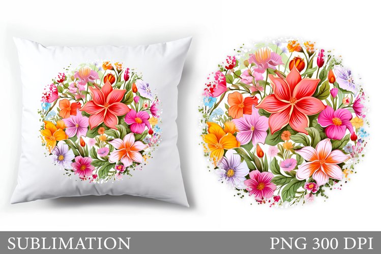 Flowers Pillow Sublimation. Summer Sublimation