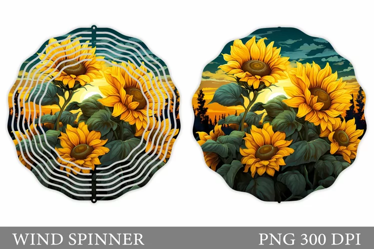 Sunflowers Wind Spinner. Flowers Wind Spinner Sublimation