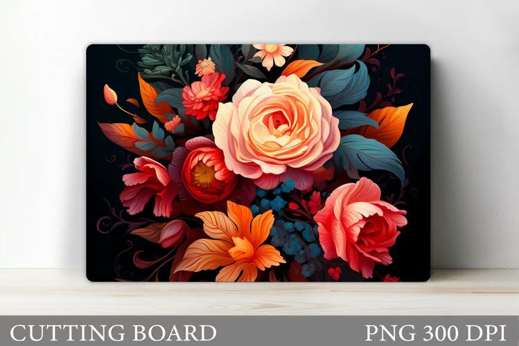 Flowers Cutting Board. Kitchen Cutting Board Sublimation