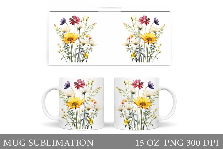 Flowers Mug Wrap Design. Wildflowers Mug (3850214)