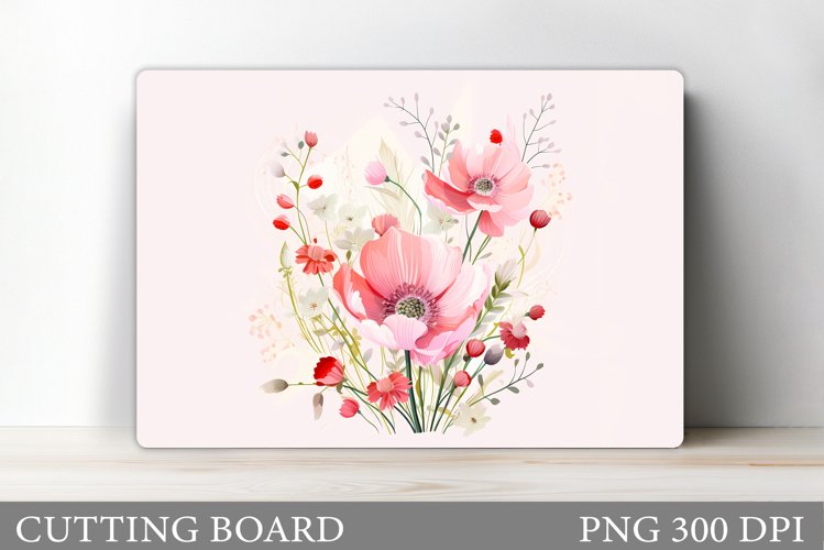 Flowers Cutting Board Sublimation. Wildflowers Cutting Board example image 1