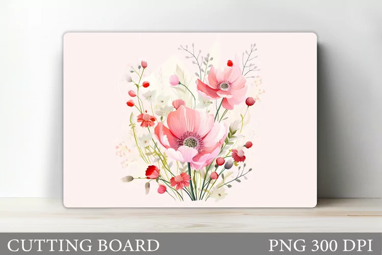 Flowers Cutting Board Sublimation. Wildflowers Cutting Board
