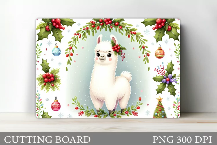 Christmas Lama Cutting Board. Christmas Cutting Board
