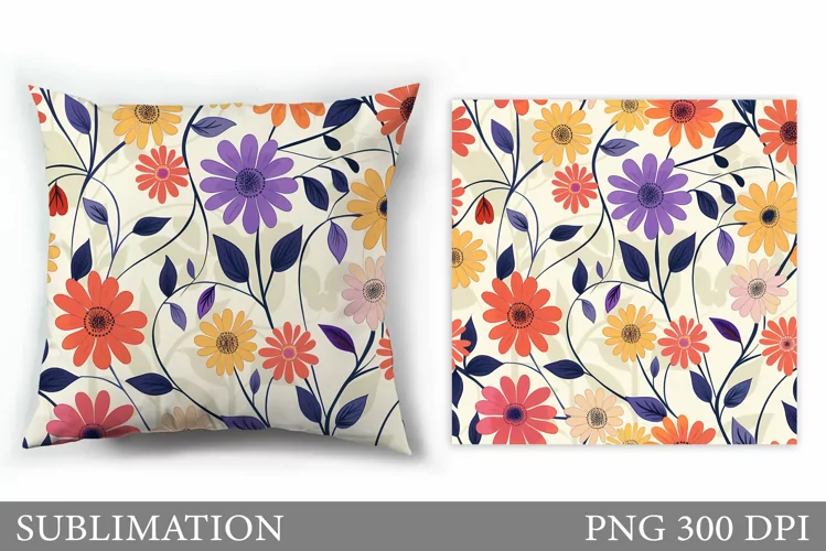 Daisy Flowers Sublimation. Flowers Pillow Sublimation