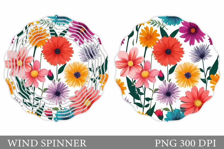 Flowers Wind Spinner Design. Flowers Wind Spinner Template