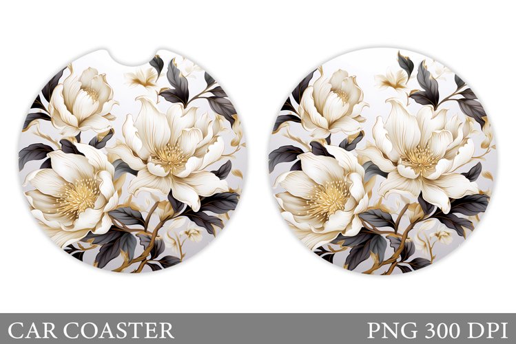 Floral Coaster Design. Flowers Car Coaster Sublimation example image 1