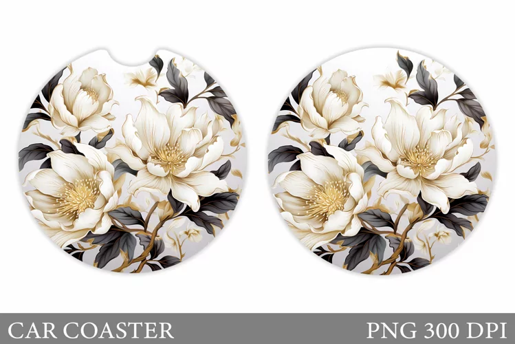 Floral Coaster Design. Flowers Car Coaster Sublimation
