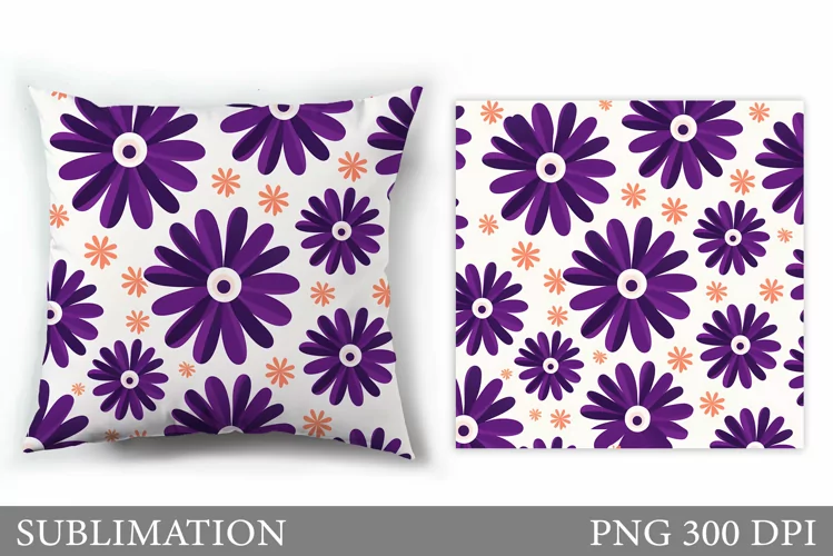 Flowers Pillow Sublimation. Daisy Flowers Sublimation