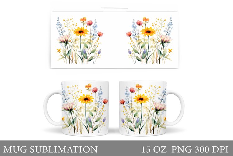 Flowers Mug Sublimation. Wildflowers Mug Design example image 1