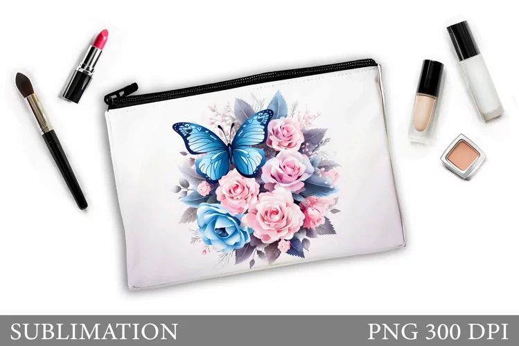 Butterfly Makeup Bag Design. Flowers Makeup Bag Sublimation