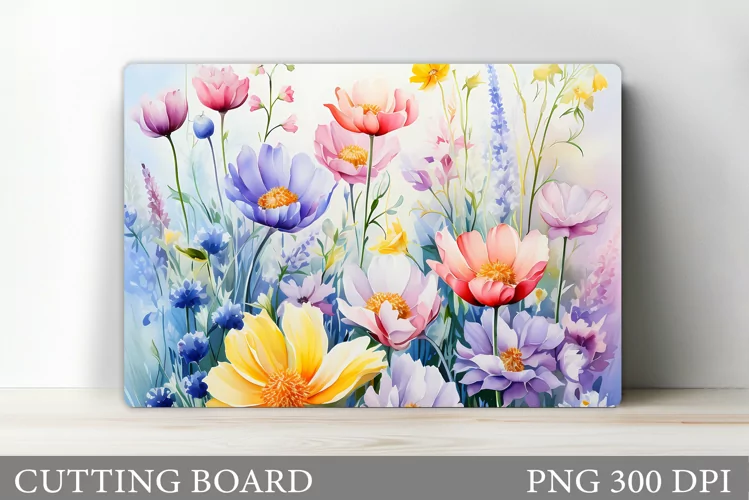 Wildflowers Cutting Board. Flowers Cutting Board Sublimation