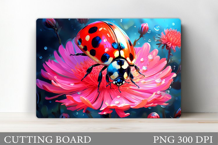 Ladybug Cutting Board. Flower Cutting Board Sublimation example image 1