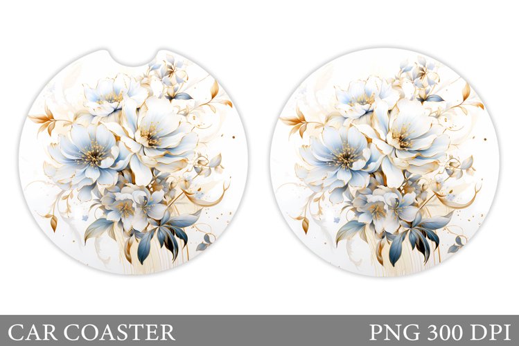 Floral Coaster Design. Flowers Car Coaster Sublimation example image 1