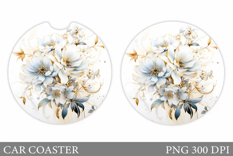 Floral Coaster Design. Flowers Car Coaster Sublimation