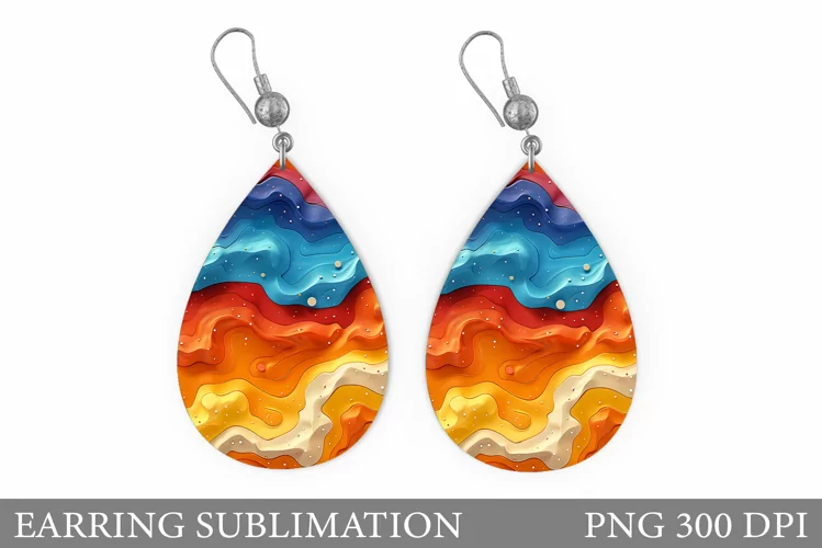 Abstract Earring Sublimation. Texture Earring Design