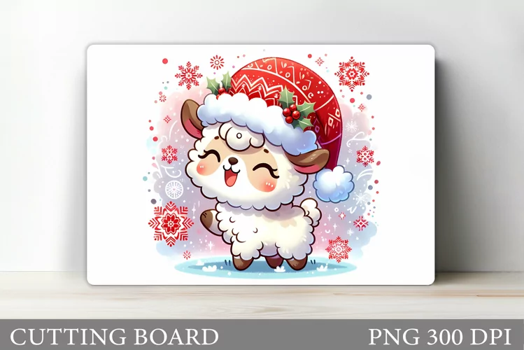 Christmas Lama Cutting Board. Christmas Cutting Board