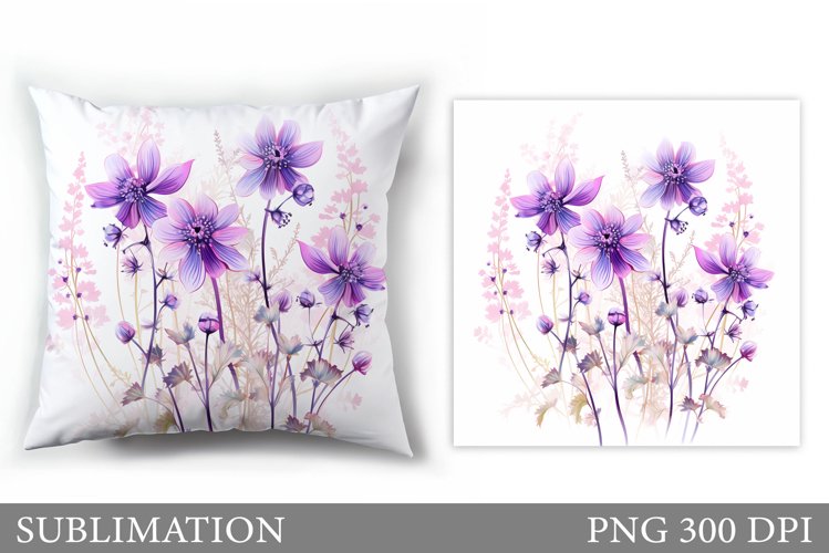 Wildflowers Pillow Sublimation. Flowers Sublimation example image 1