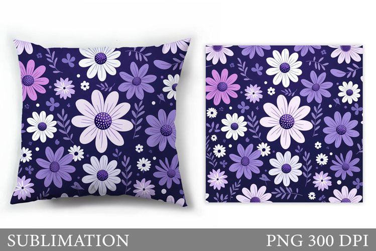 Daisy Flowers Pillow Sublimation. Flowers Sublimation example image 1