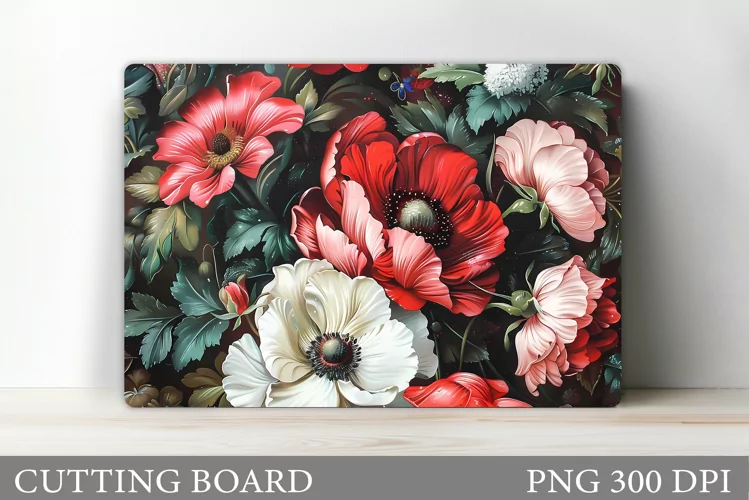 Flowers Cutting Board. Kitchen Cutting Board Sublimation