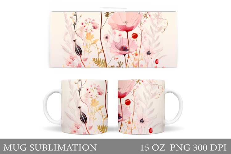 Flowers Mug Sublimation. Wildflowers Mug Design example image 1
