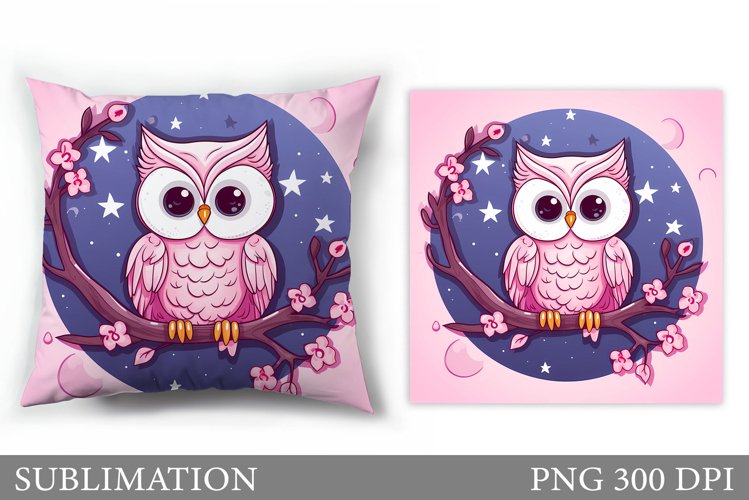 Cute Owl Pillow Sublimation. Owl Sublimation example image 1