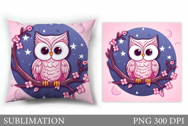 Cute Owl Pillow Sublimation. Owl Sublimation
