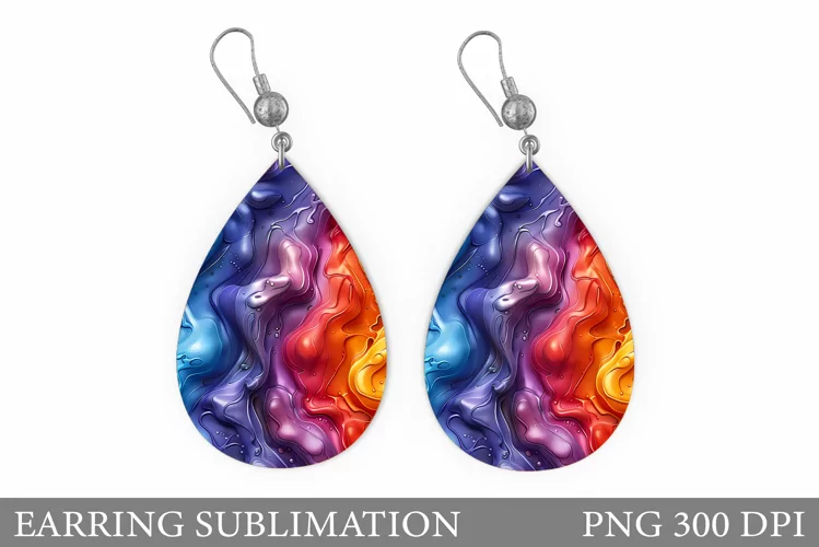 Abstract Earring Sublimation. Abstraction Sublimation