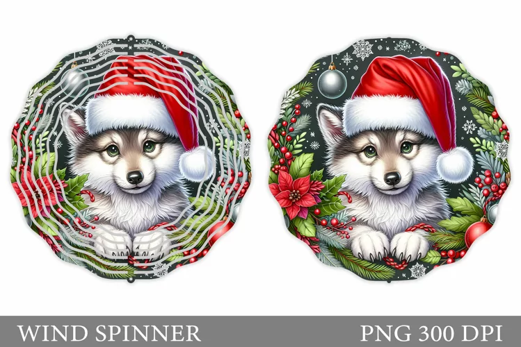 Christmas Wolf Wind Spinner. Christmas Wind Spinner Design
