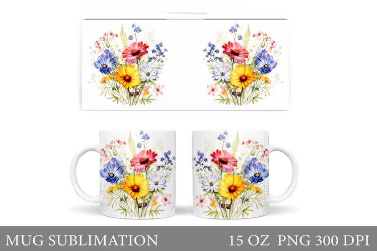 Flowers Mug Wrap Design. Wildflowers Mug (3850222)