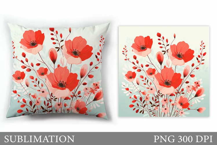 Flowers Sublimation. Wildflowers Pillow Sublimation