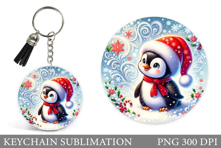Christmas Penguin Keychain. Christmas Keychain Design example image 1