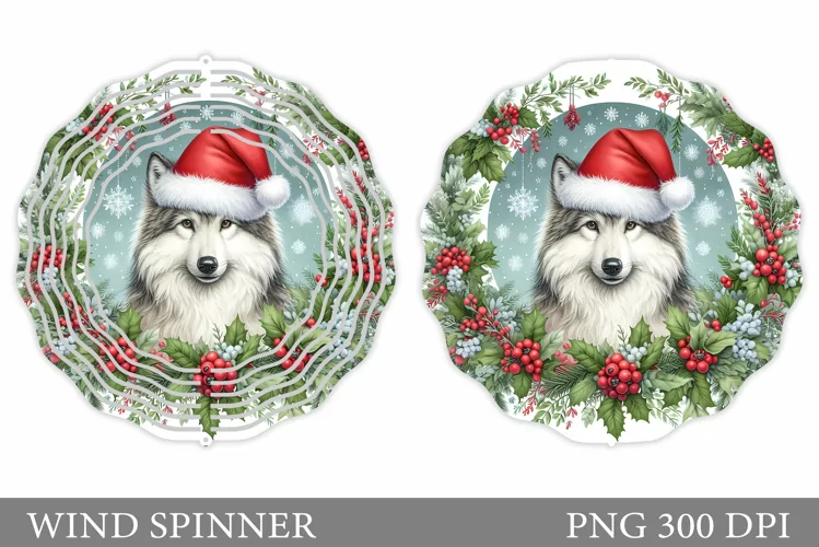 Christmas Wolf Wind Spinner. Christmas Wind Spinner Design