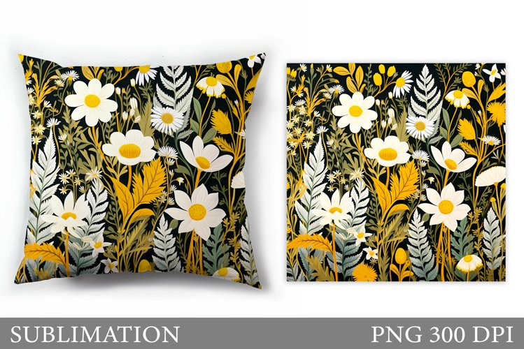 Floral Sublimation. Wildflowers Pillow Sublimation example image 1