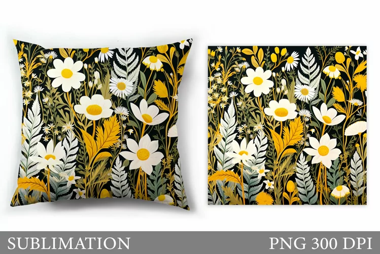 Floral Sublimation. Wildflowers Pillow Sublimation