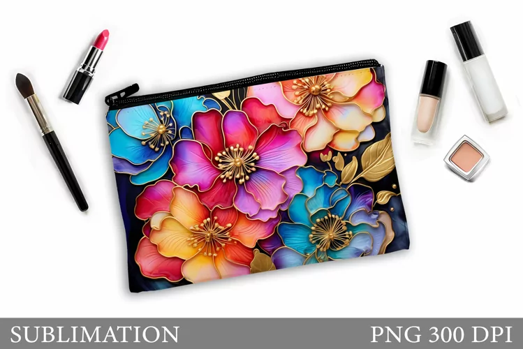 Flowers Makeup Bag Design. Flowers Sublimation